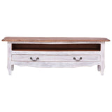 ZNTS TV Cabinet 120x30x40 cm White Solid Mahogany Wood 283902