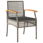 5 Piece Garden Dining Set with Cushions Grey Poly Rattan 3213571