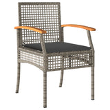 5 Piece Garden Dining Set with Cushions Grey Poly Rattan 3213571
