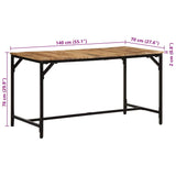 Dining Table 140x70x75 cm Solid Wood Rough Mango 373604