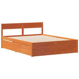 Bed Frame without Mattress Wax Brown 135x190 cm Solid Wood Pine 3307139
