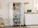 Freestanding Kitchen Cupboard, 4-Door Storage Cabinet Organizer with Adjustable Shelves White T3398P423530