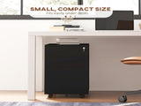 3-Drawer Vertical Filing Cabinet with Pencil Tray, Lock and 5 Wheels, Steel Mobile File Cabinet, for T3398P342469