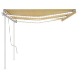 Manual Retractable Awning with LED 6x3.5 m Yellow and White 3070083