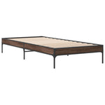 ZNTS Bed Frame Brown Oak 90x200 cm Engineered Wood and Metal 845035