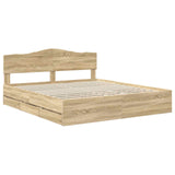 Bed Frame with Drawer Sonoma Oak 180 x 200 cm Engineer Wood 3412979