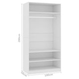 Wardrobe White 100x50x200 cm Engineered Wood 800225