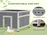 Wooden Duck House with Ramp, Double Doors, Openable Asphalt Roof, Ventilation Holes, Removable Base, T3398P425333