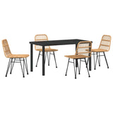 Garden Dining Set 5 pcs Brown Powder-Coated Steel 3379193