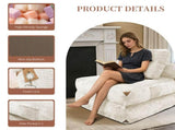 3 in 1 Convertible Corduroy Floor Sofa Bed, Oversized Fold Out Chaise Lounge with High Density T5592P539604