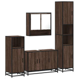 ZNTS 4 Piece Bathroom Furniture Set Brown Oak Engineered Wood 3301224