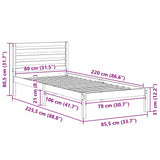Bed Frame with Headboard White 80 x 220 cm Solid Pine Wood 872324