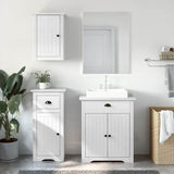 3 Piece Bathroom Furniture Set BODO White Solid Wood Pine 3307647