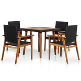 5 Piece Outdoor Dining Set Poly Rattan Black and Brown 44074