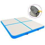 Inflatable Gymnastics Mat with Pump 200x200x15 cm PVC Blue 92698