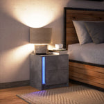 ZNTS Bedside Cabinet with LED Lights Concrete Grey Engineered Wood 852053