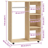 Wardrobe Sonoma Oak 80x40x110 cm Engineered Wood 808516