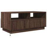 ZNTS Coffee Table with LED Lights Brown Oak 90x49x40 cm 839839