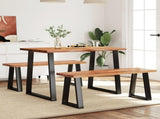 3 Piece Dining Set with Live Edge Solid Wood Acacia 3157524