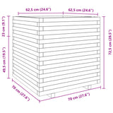 ZNTS Garden Planter Wax Brown 70x70x72.5 cm Solid Wood Pine 3282586