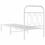 Metal Bed Frame without Mattress with Headboard White 75x190cm 377156