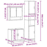 ZNTS 3 Piece Bathroom Furniture Set Black Engineered Wood 3301095