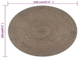 Handmade Rug Jute Round 120 cm Grey 133663