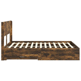 Bed Frame with Storage and Headboard Smoked Oak 140 x 190 cm 3414471
