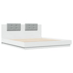 ZNTS Bed Frame with LED without Mattress White 200x200 cm 3209982