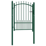 Fence Gate EMMEN with Spikes Steel 104x109.5 cm Green 146394