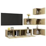 6 Piece TV Cabinet Set Sonoma Oak Engineered Wood 3079035