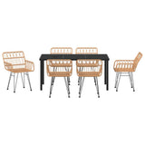 Garden Dining Set 7 pcs Brown Powder-Coated Steel 3379181