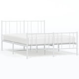 Metal Bed Frame without Mattress with Footboard White 135x190cm 352546