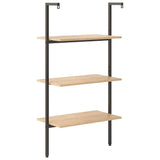 3-Tier Leaning Shelf Light Brown and Black 64x35x120,5 cm 336379