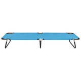 ZNTS Folding Sun Lounger Steel Turquoise Blue 310348