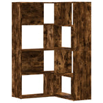 Corner Bookcase 4-Tier Smoked Oak 85x85x140 cm Engineered Wood 3307814