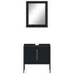 ZNTS 2 Piece Bathroom Cabinet Set Black Engineered Wood 3214334