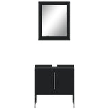 ZNTS 2 Piece Bathroom Cabinet Set Black Engineered Wood 3214334
