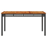 Garden Table Black 140x80x75 cm Poly Rattan Acacia Wood 366276