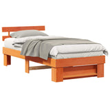 Bed Frame with Headboard Wax Brown 75 x 190 cm Solid Pine Wood 872511