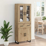 Highboard 2 pcs Artisan Oak Engineered Wood and Glass 3415862