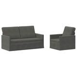 Sofa Set 2 pcs Dark Grey Corduroy Fabric 3433249