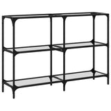 Console Table with Transparent Glass Top 118.5x30x81 cm Steel 846030