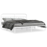 Metal Bed Frame without Mattress with Headboard White 200x200cm 377173
