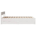 ZNTS Bed Frame without Mattress White 135x190 cm Double Solid Wood Pine 3301765