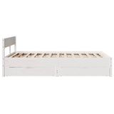 ZNTS Bed Frame without Mattress White 135x190 cm Double Solid Wood Pine 3301765