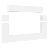 8 Piece TV Cabinet Set White Engineered Wood 3078725