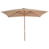 ZNTS Garden Parasol with Wooden Pole 200x300 cm Taupe 44514