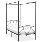 Canopy Bed Frame without Mattress Grey Metal 120x200 cm 284442