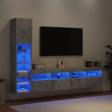 4 Piece TV Wall Units with LED Concrete Grey Engineered Wood 3216714